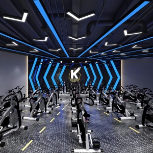 V-shaped Pendant Light Gym Linear Lighting RGB LED Chandelier Customized Design Office Ceiling Light