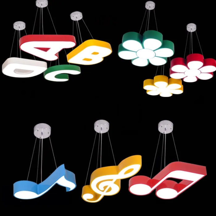 LED Creative Lights Large Macaron LED Ceiling Lamp for Kindergarten Music Classroom Dance Room Note and Children's Creative Design Modern Gear Ceiling Lamp Decor Colorful Ceiling Lighting for Classroom