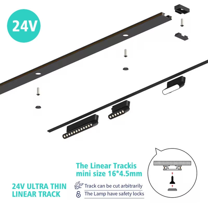 4.5mm Ultra Thin Magnet Track Lamp 24v Mini Ceiling Surface Mounted Led Magnetic Track Light System