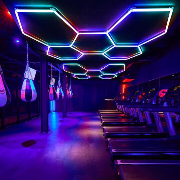 Hexagon Lighting RGB Led linear light Shop Party Barber Supermarket Car Workshop Night Club Light honeycomb shape for ceiling project