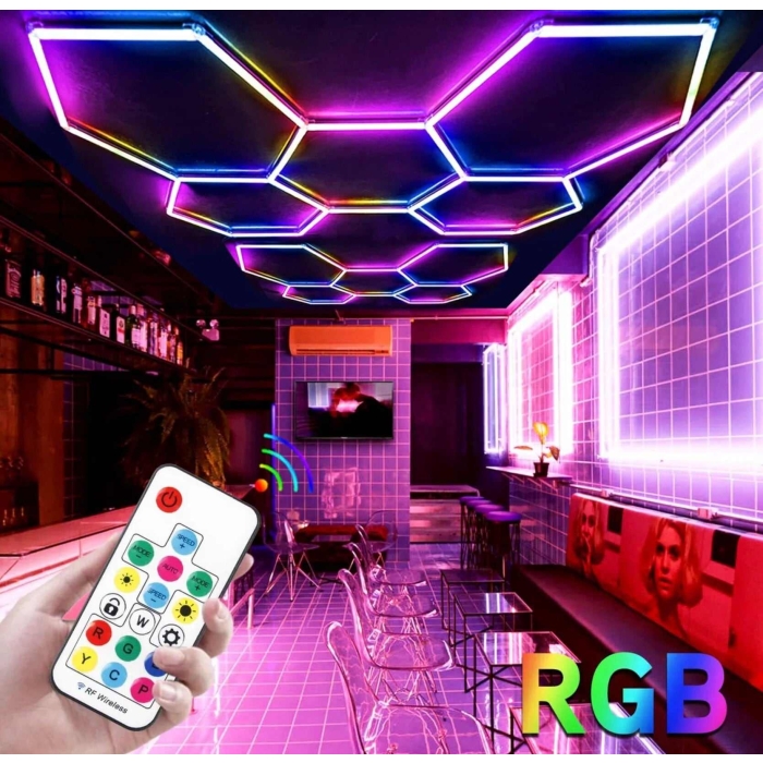 Hexagon Lighting RGB Led linear light Shop Party Barber Supermarket Car Workshop Night Club Light honeycomb shape for ceiling project