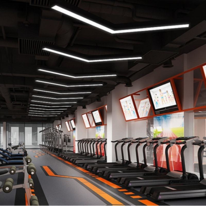 V-shaped Pendant Light Gym Linear Lighting RGB LED Chandelier Customized Design Office Ceiling Light
