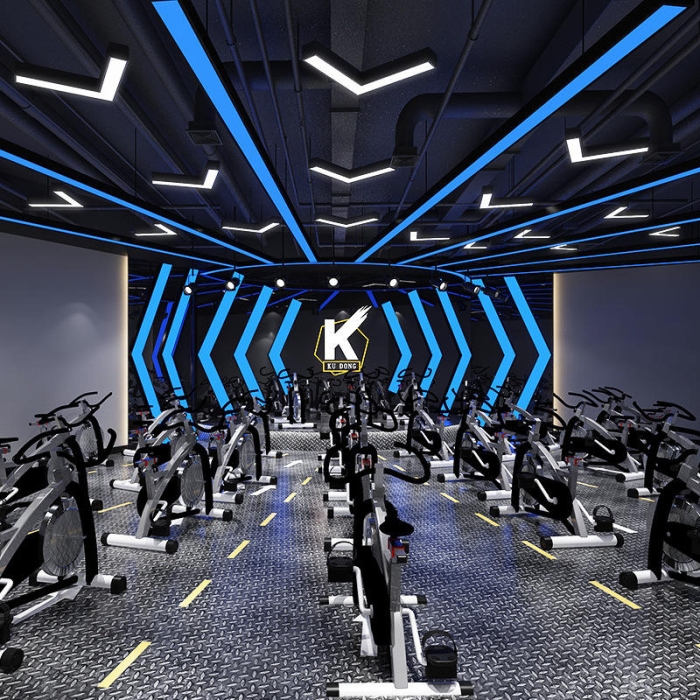 V-shaped Pendant Light Gym Linear Lighting RGB LED Chandelier Customized Design Office Ceiling Light
