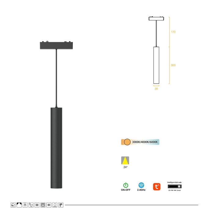 Magnetic Track Light Aluminum LED Magnetic Track Light Indoor Hanging Pendant Restaurant Decoration Ceiling Suspended Light DC 48v Input Voltage