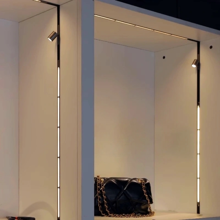 LED Showcase Cabinet Magnetic Track Lamp DC12V Mini  Jewelry Display Lamp Magnetic Rail Suface Mounted Exhibition Wardrobe Magnetic Track Lighting System