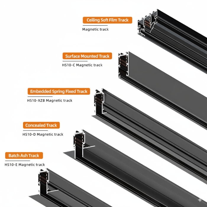 Dimming Color Adjustment Thin Magnetic Track System  Free Movement Flexible Belt Lamp with Floodlight Louver Long Shape Strip Light Magnetic Track Light