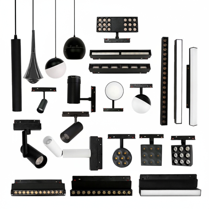 Dimming Color Adjustment Thin Magnetic Track System  Free Movement Flexible Belt Lamp with Floodlight Louver Long Shape Strip Light Magnetic Track Light